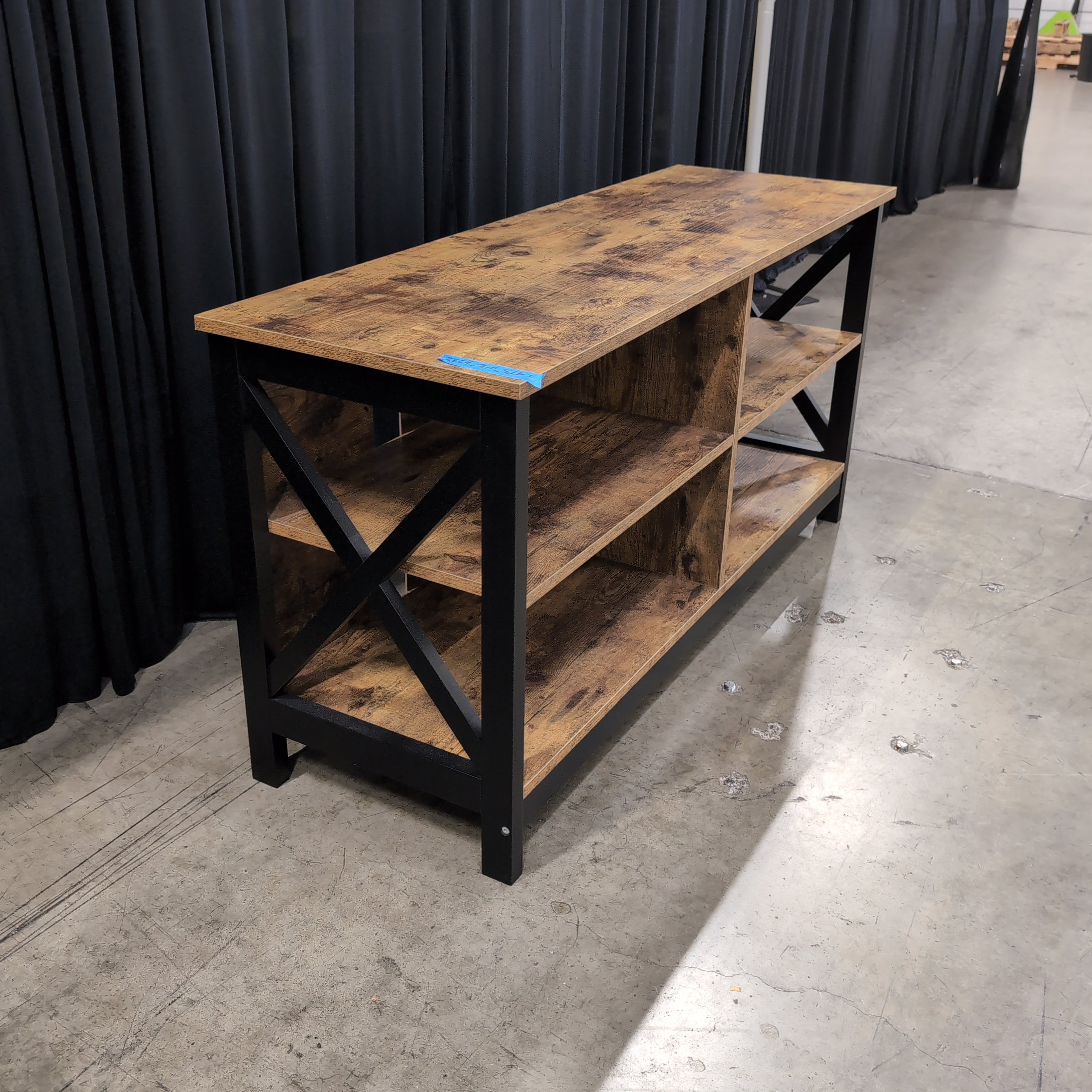 Rustic Brown Wood TV Stand with X-Brace Sides