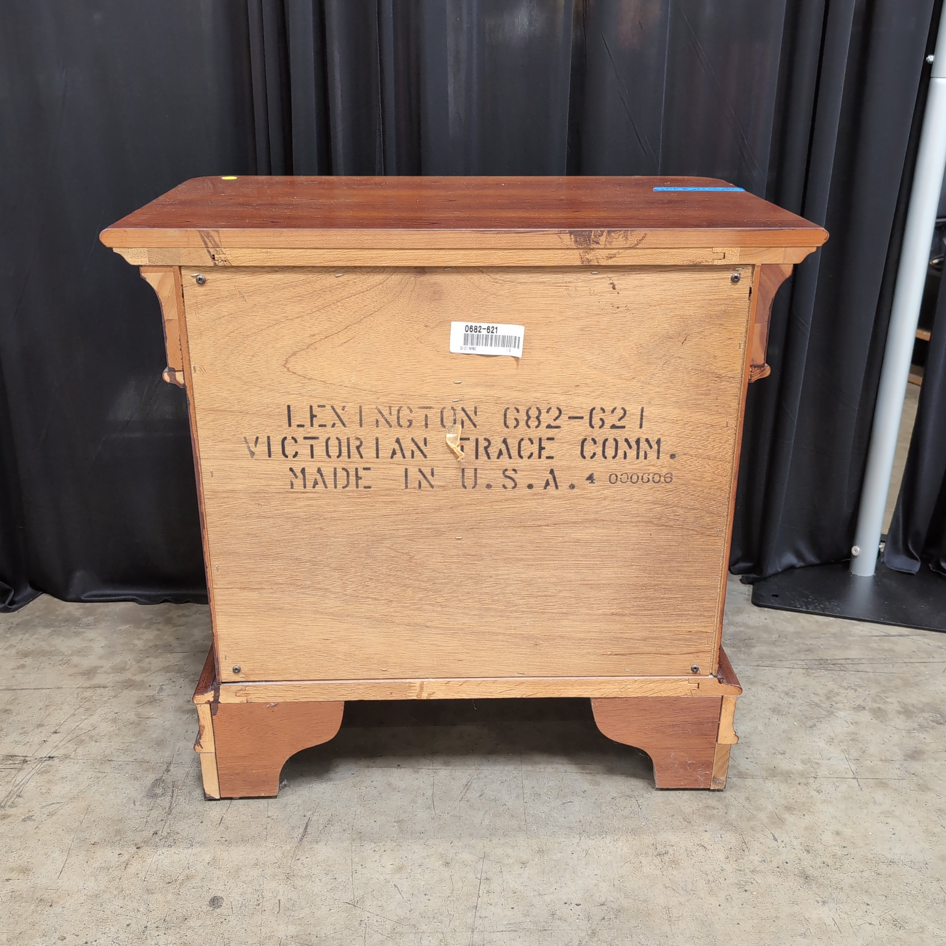 Cherry Finish Wood Nightstand with Ornate Hardware