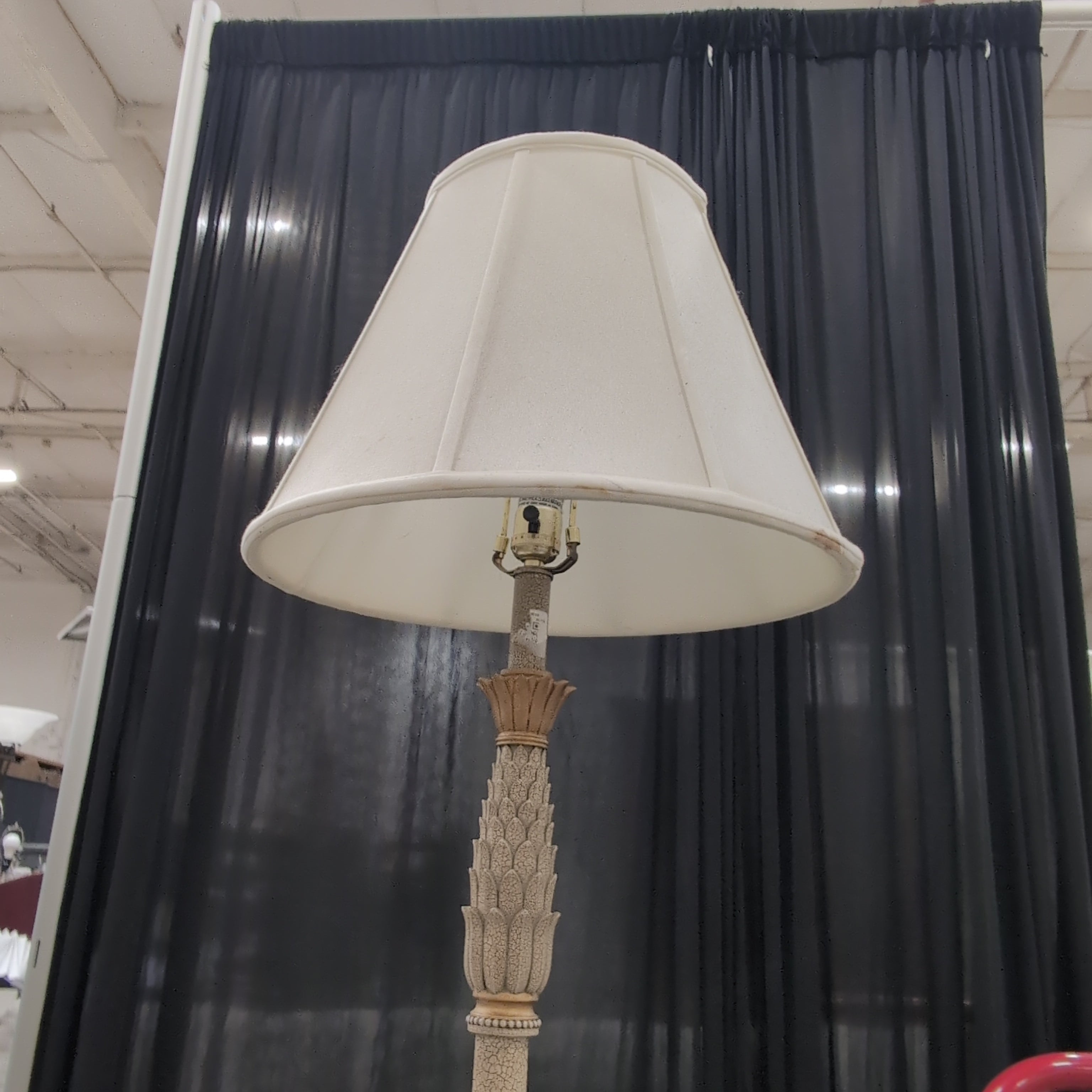 Ornate Antique Style Floor Lamp with Cream Shade