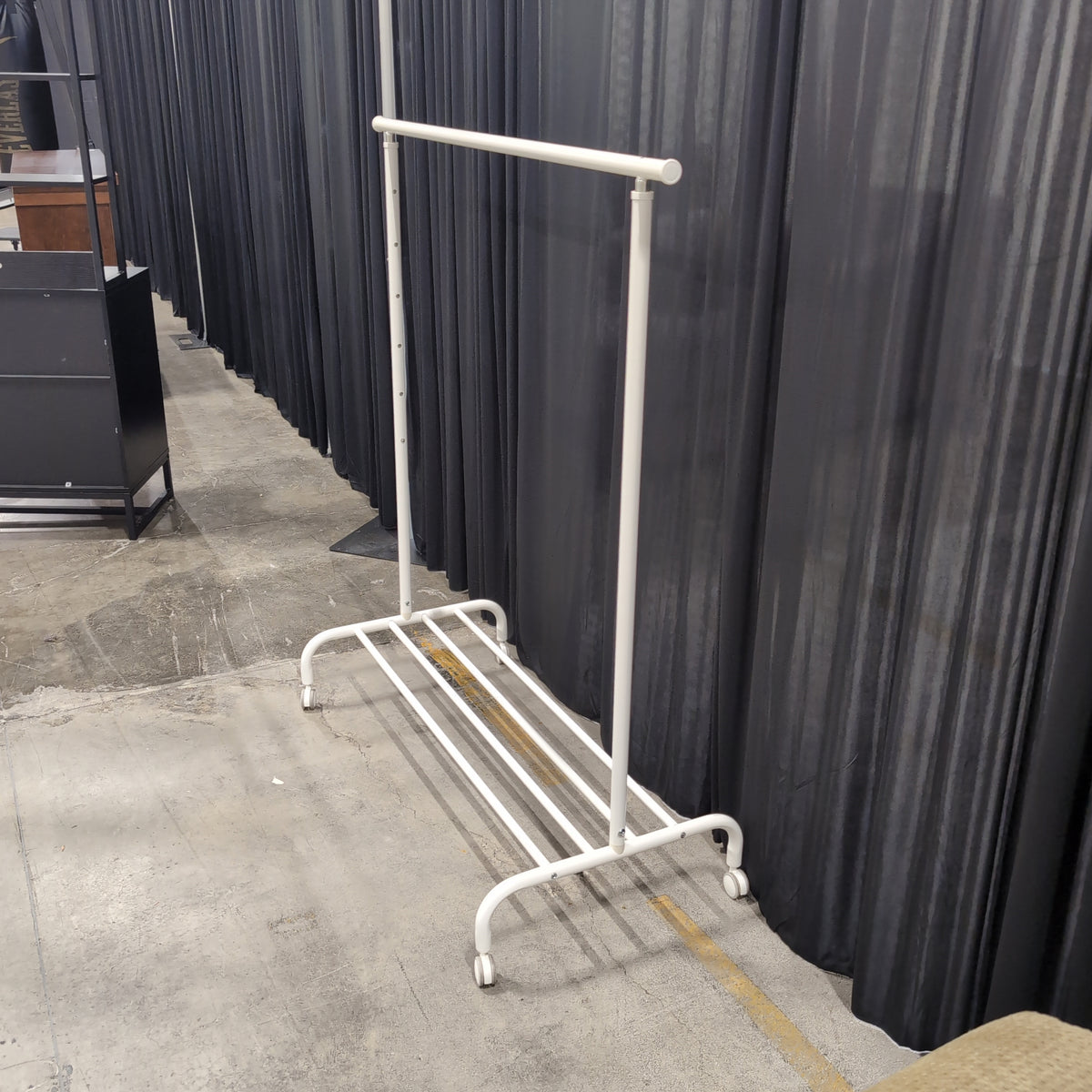 White Metal Clothes Rack with Bottom Shelf