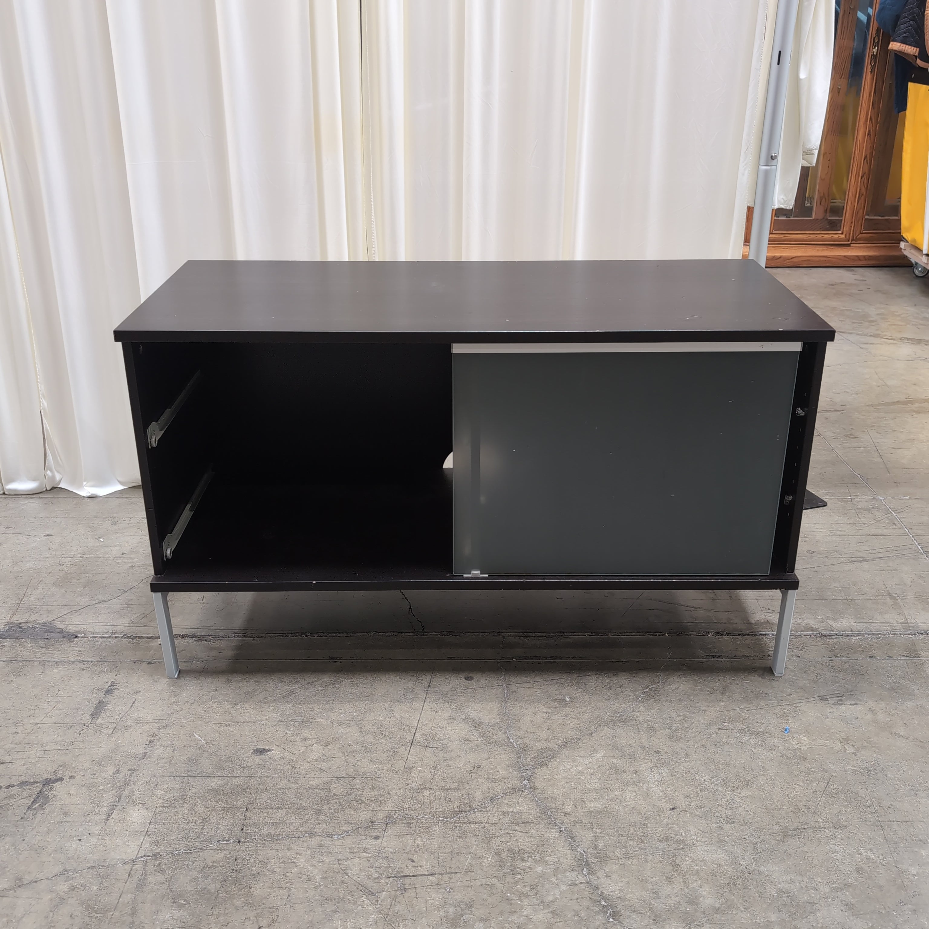 Espresso Finish Modern TV Stand with Sliding Door