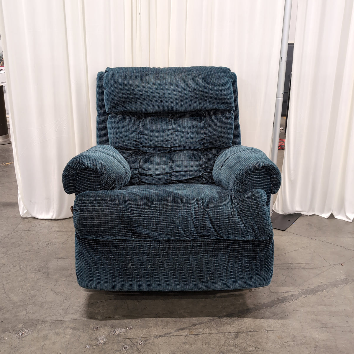 Deep Teal Padded Recliner in Ribbed Fabric
