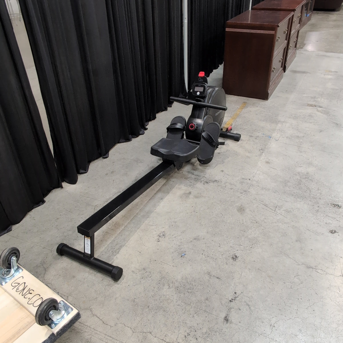 Domyos-Black Home Gym Rowing Machine with Red Accents