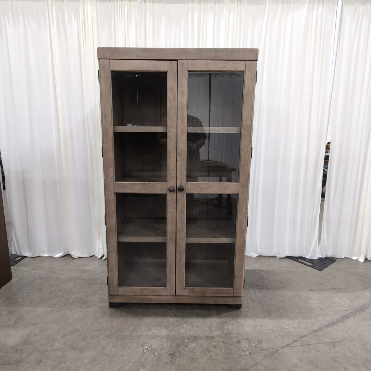 Light Brown Wood Two-Door China Cabinet