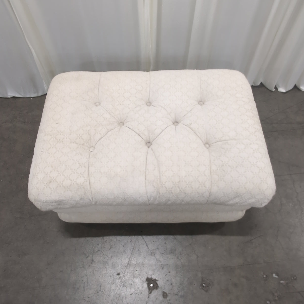 Cream Tufted Floor Cushions with Diamond Quilt Pattern