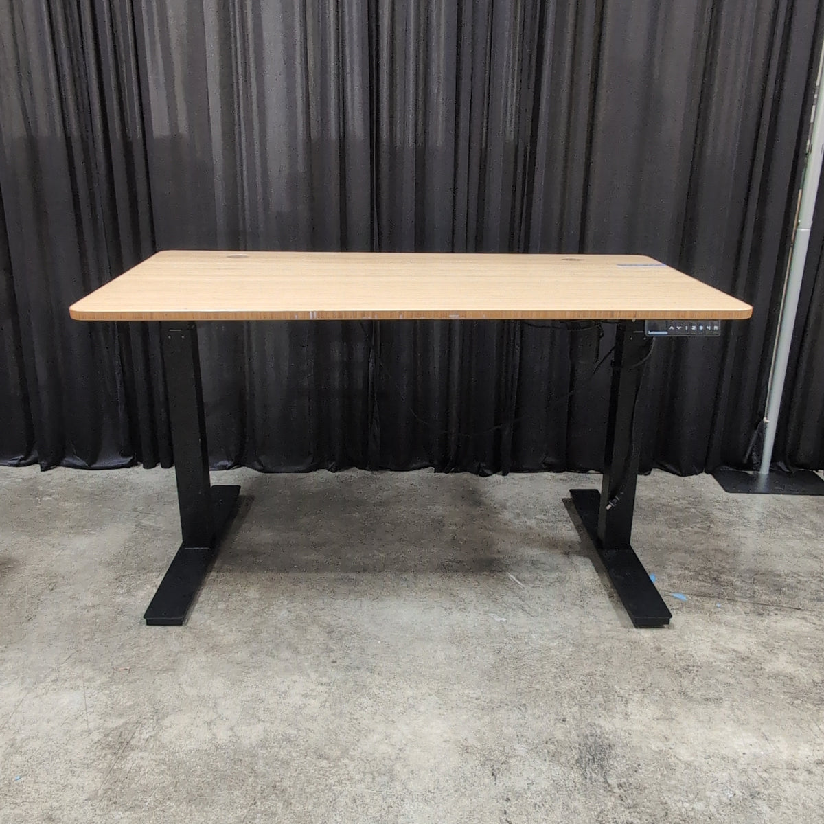 Natural Bamboo Top Standing Desk with Black Base