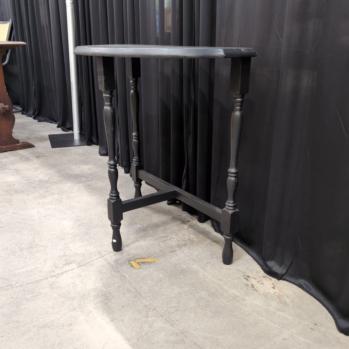 Demilune Dark Grey Console Table with Turned Legs