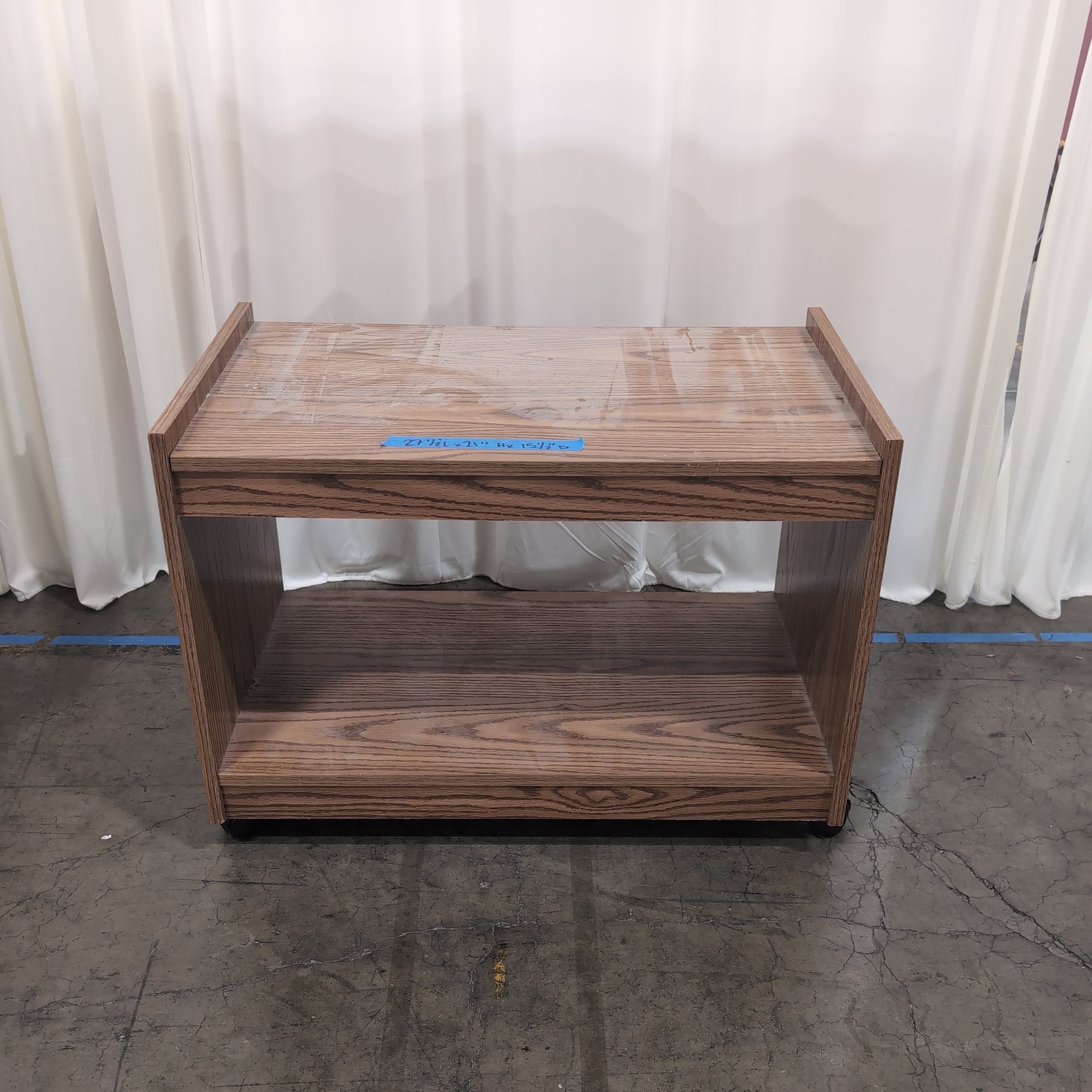 Oak Finish Open Shelf TV Stand