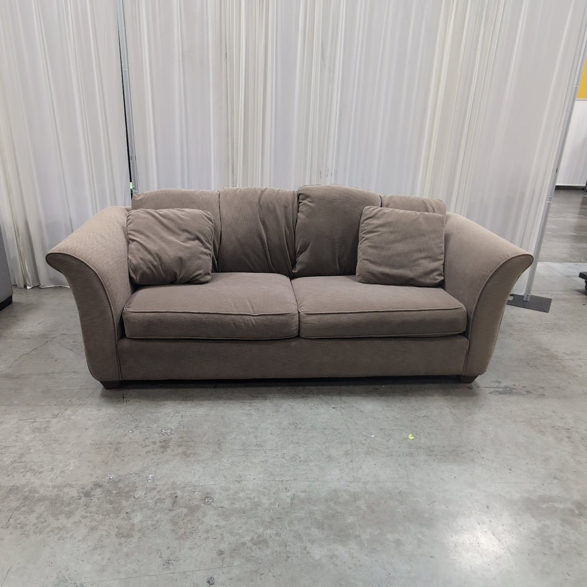 Taupe Upholstered Rolled Arm Couch