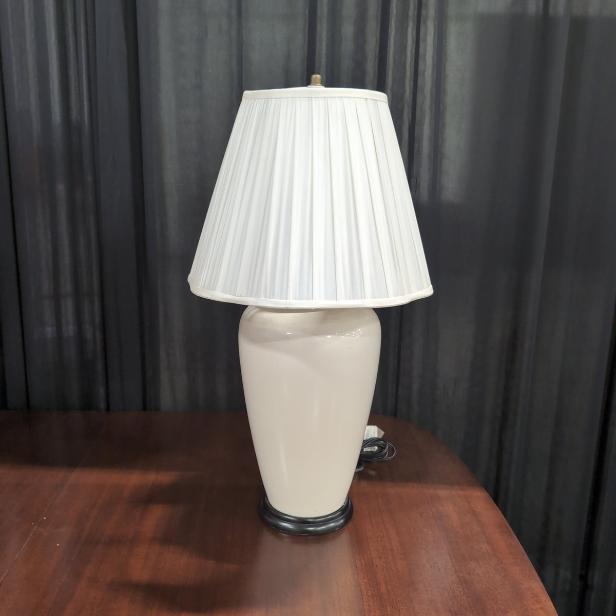 Cream Glazed Ceramic Table Lamp with Pleated Shade