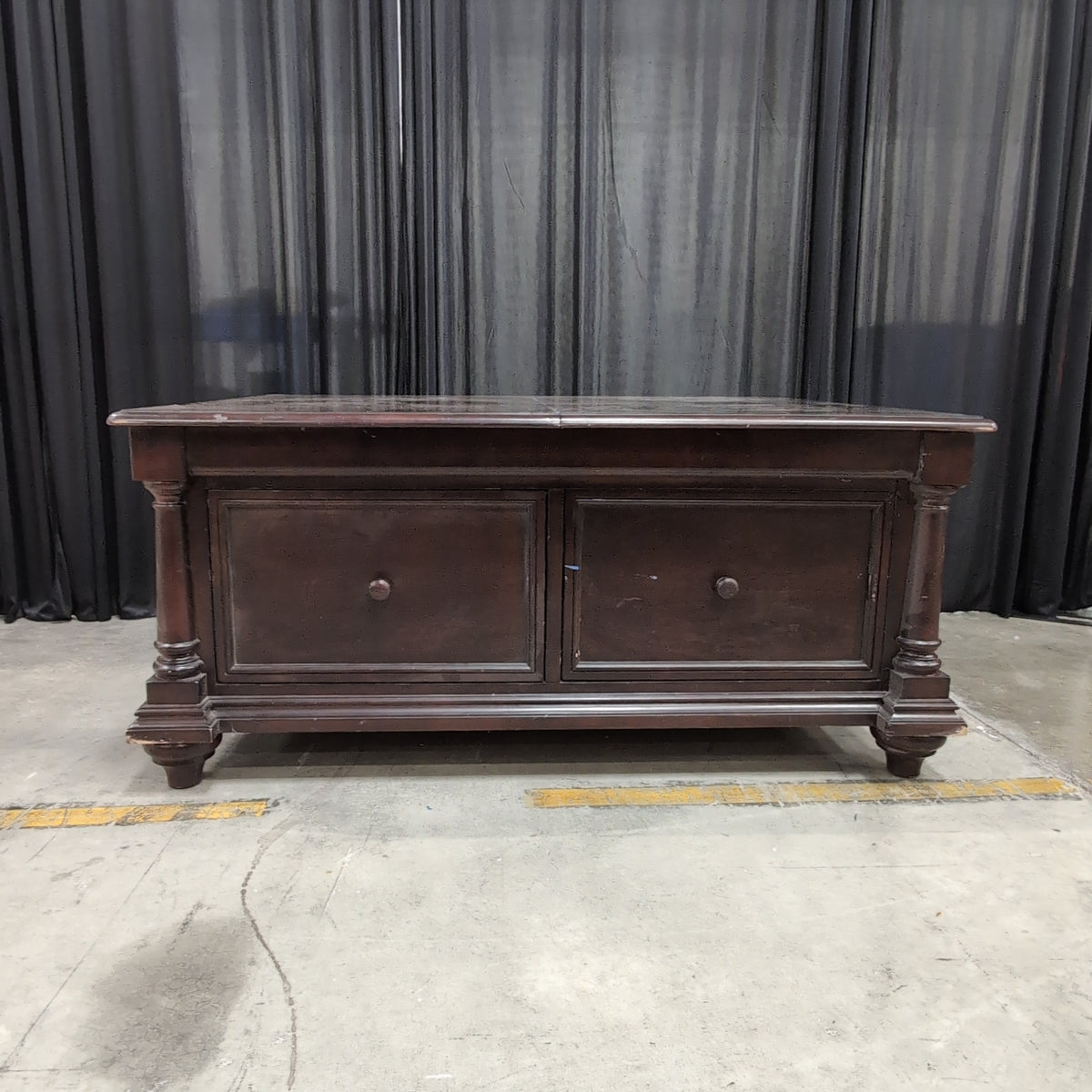Dark Wood Traditional Storage Coffee Table with Drawers