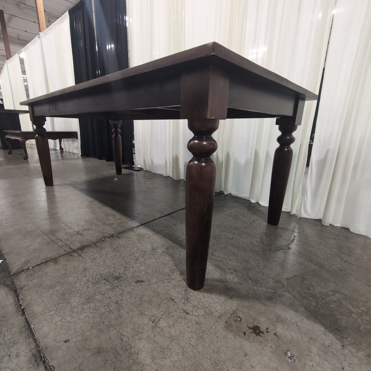 World Market Dark Brown Rustic Wood Dining Table with Turned Legs