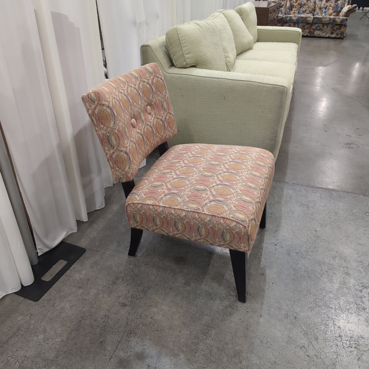Crate & Barrel-Vintage Orange Patterned Upholstered Armchair