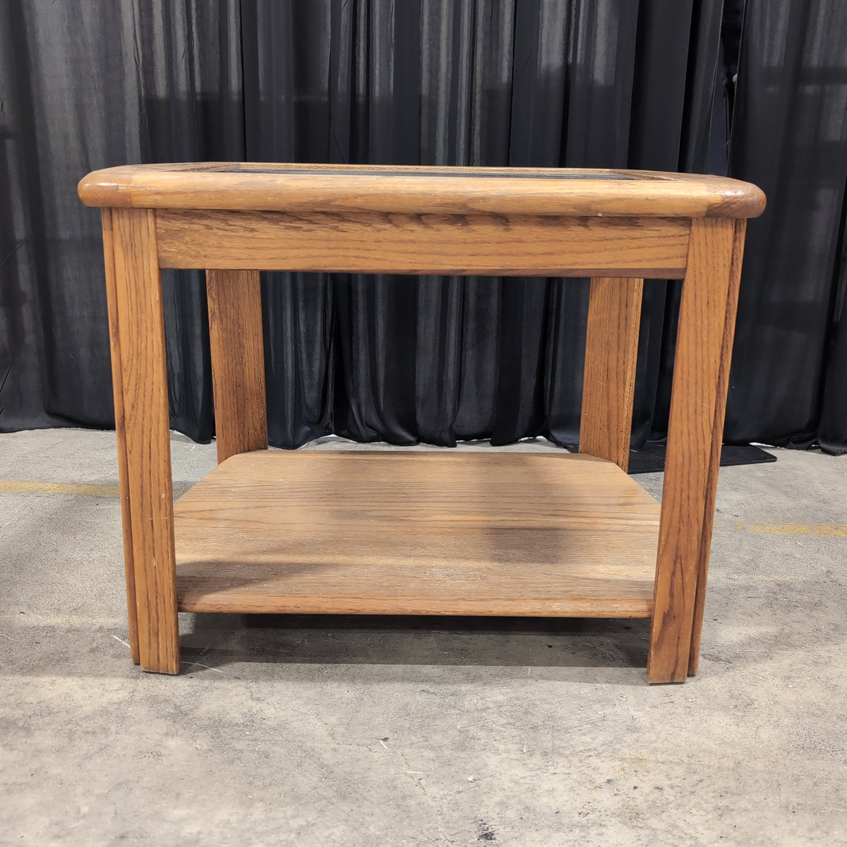 Dark Wood Chinoiserie Style Square End Table with Glass Top