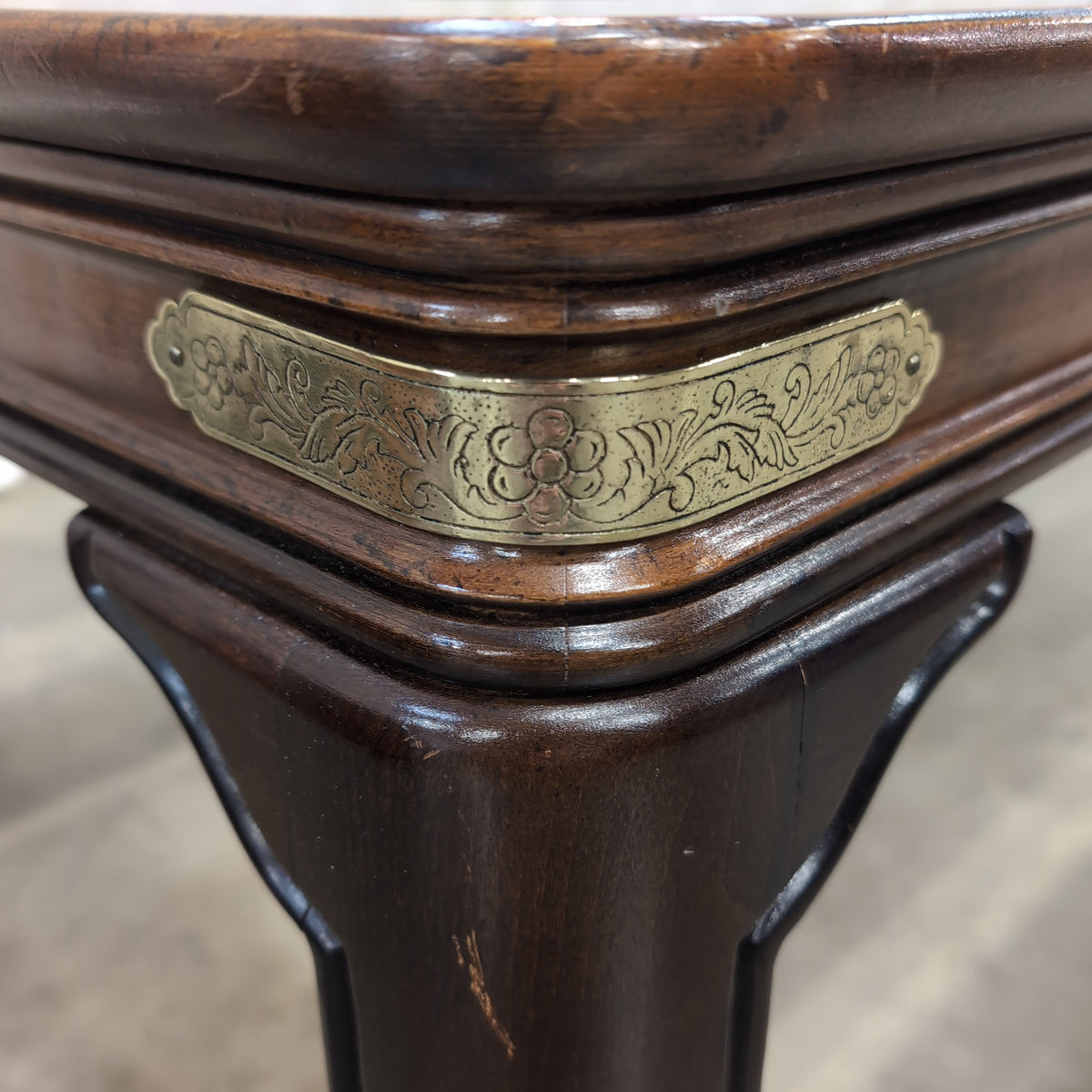 Dark Wood Rectangular Glass Top Coffee Table