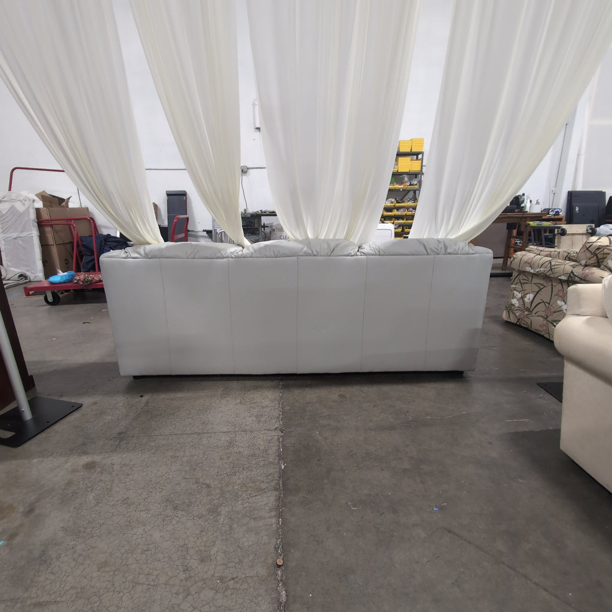 Emerson Leather Plush White Padded Leather Couch