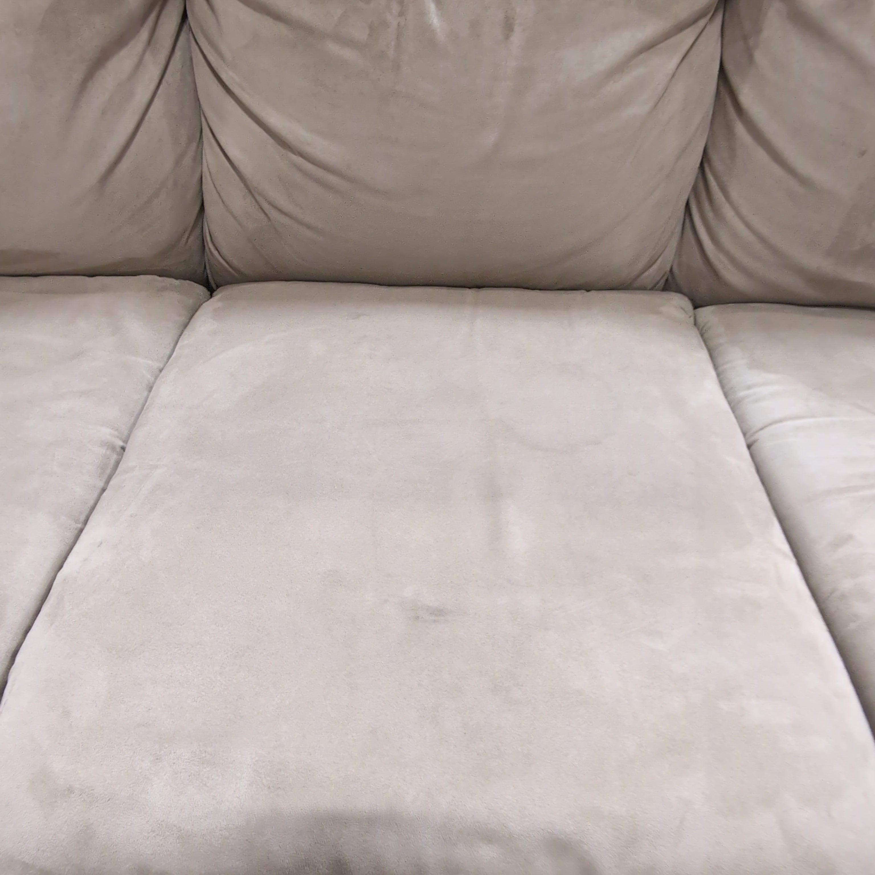 Light Brown Three-Cushion Couch in Microfiber