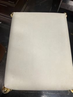 Vintage Small Golden Ottoman with Casters