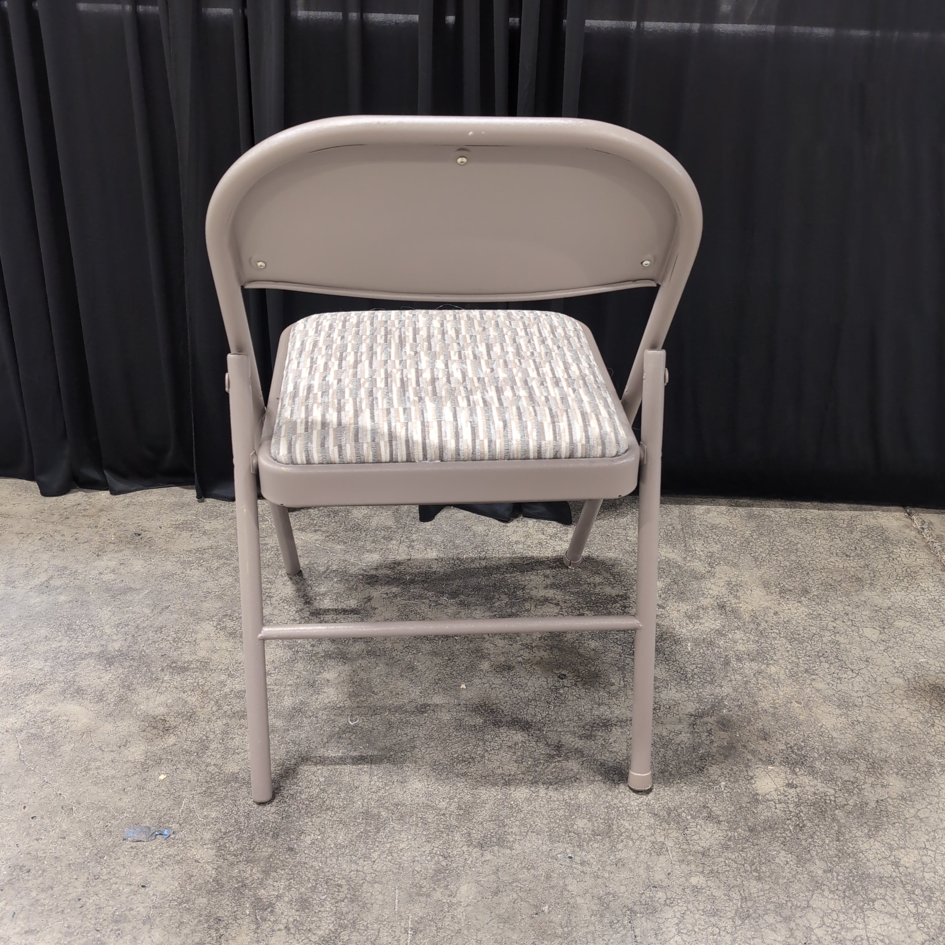 Taupe Metal Folding Chair with Padded Seat