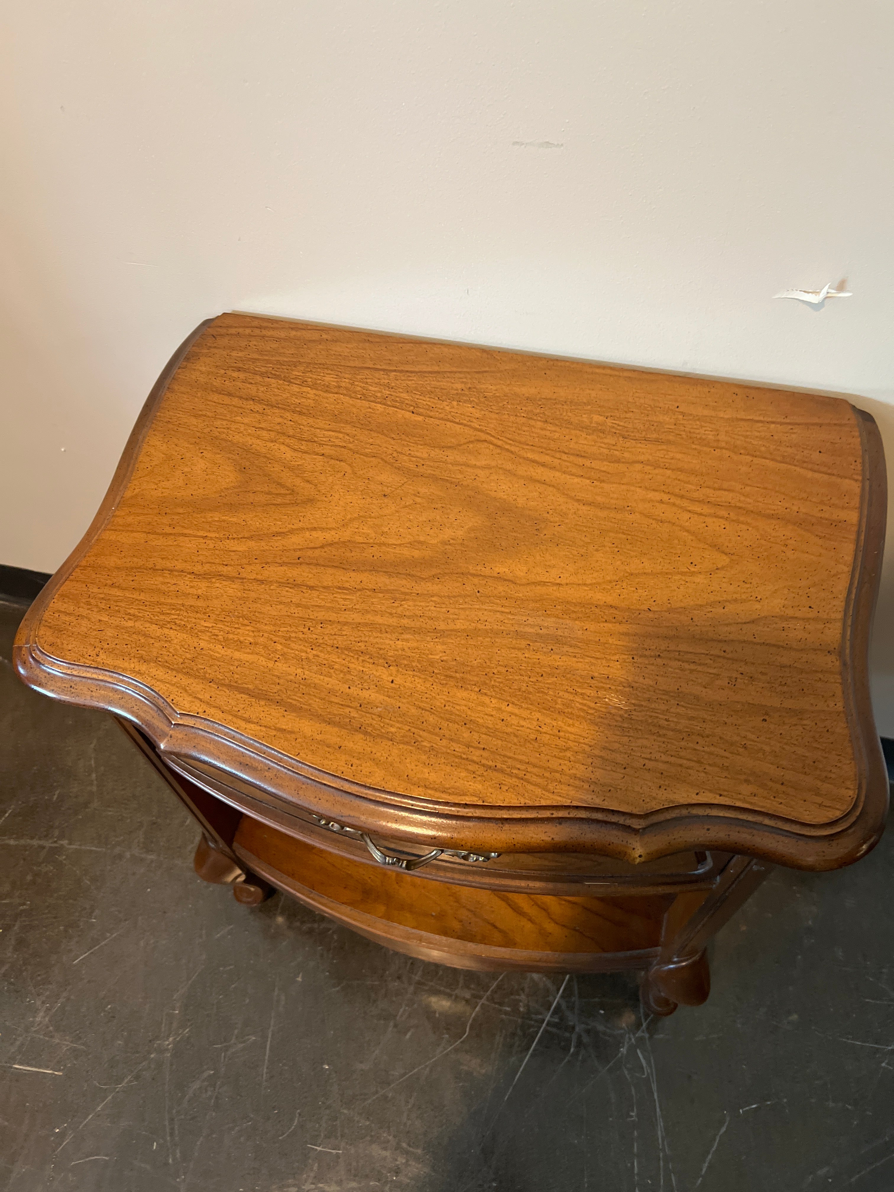 French Provincial Single-Drawer Nightstand with Open Shelf