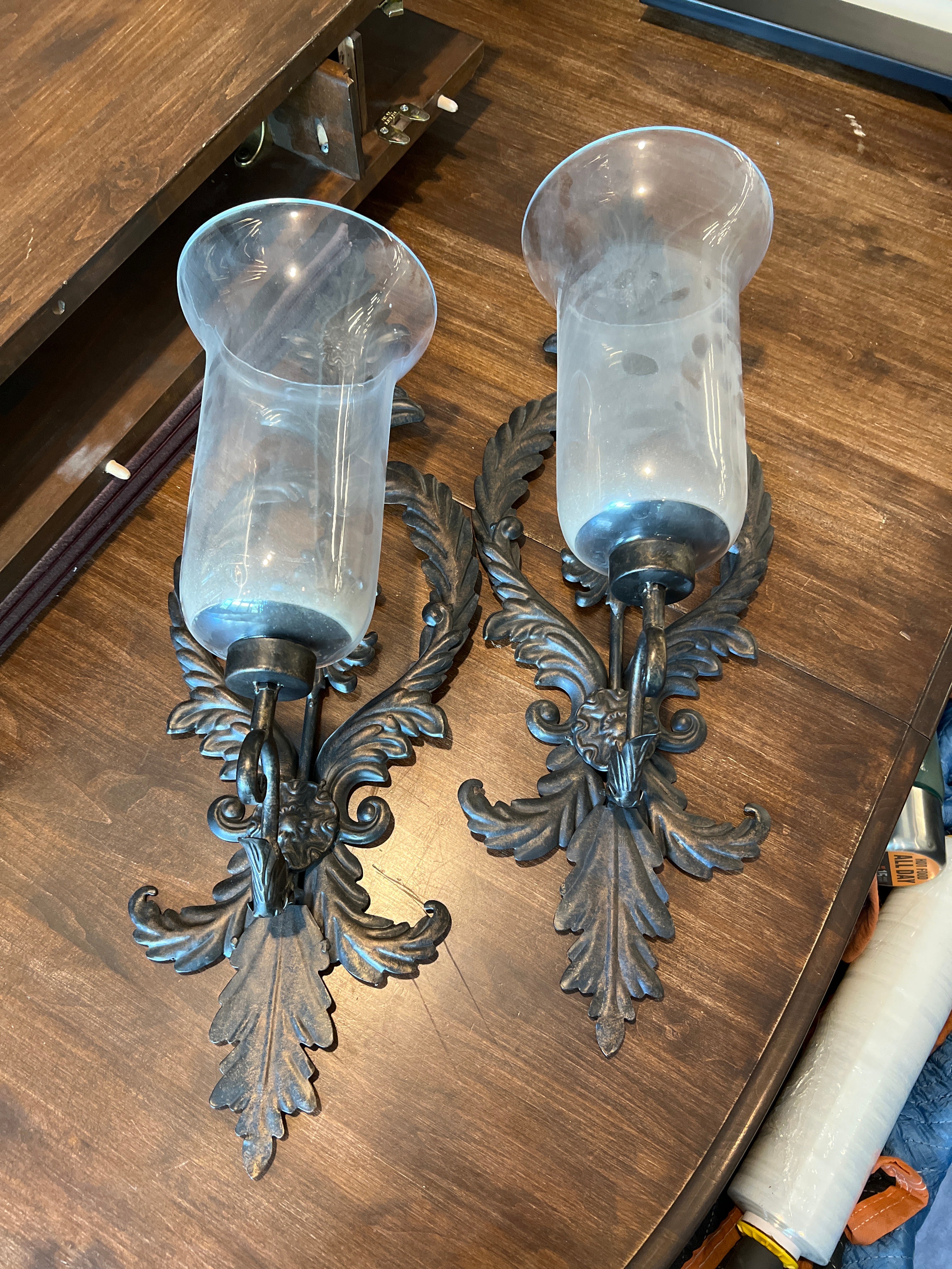 Glass and Metal Candle Holder Wall Sconces