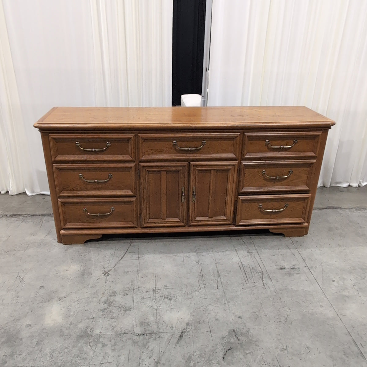 Traditional Wood Dresser with Center Cabinet Doors