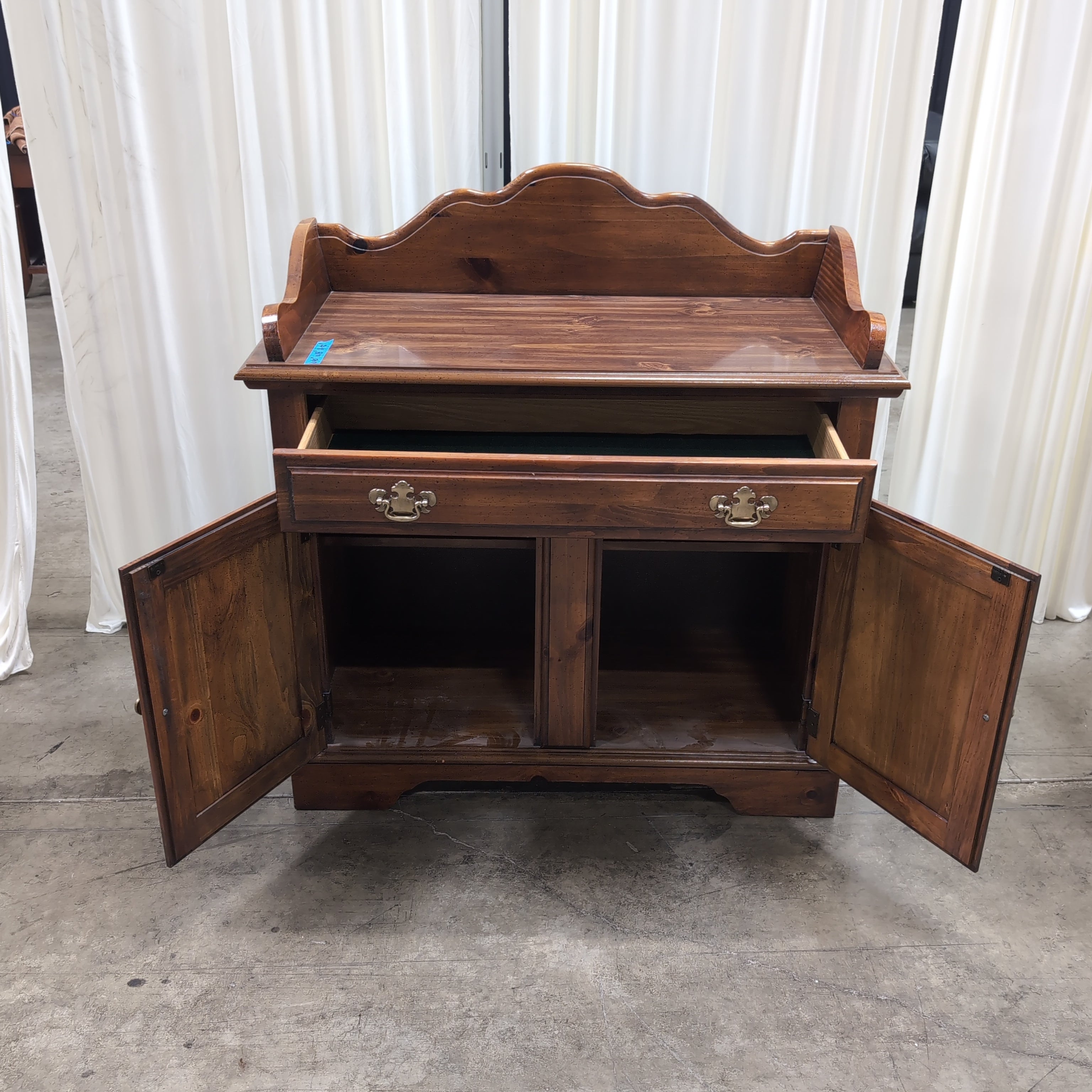 Traditional Brown Wood Buffet with Carved Doors
