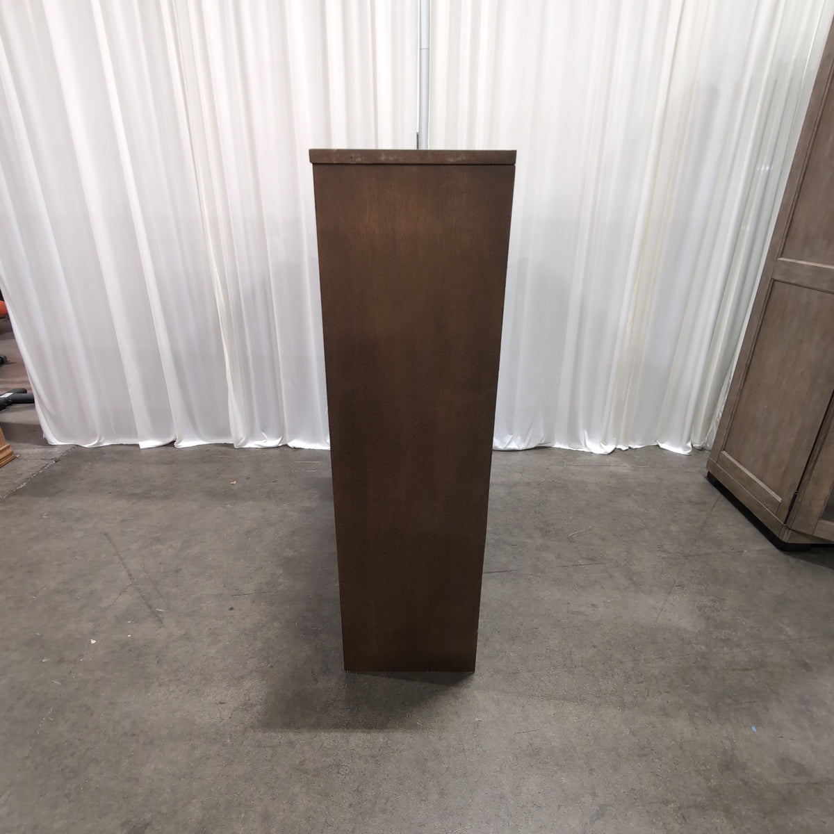 Brown Wood Two-Door China Cabinet with Glass Panels