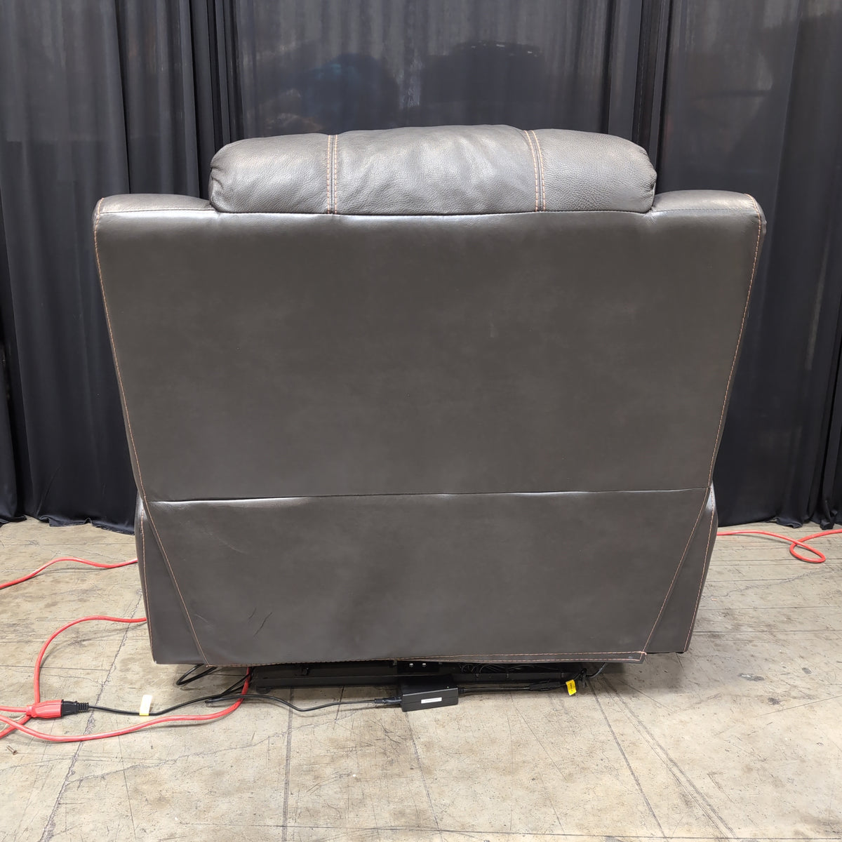 Dark Gray Faux Leather Recliner with Contrast Stitching