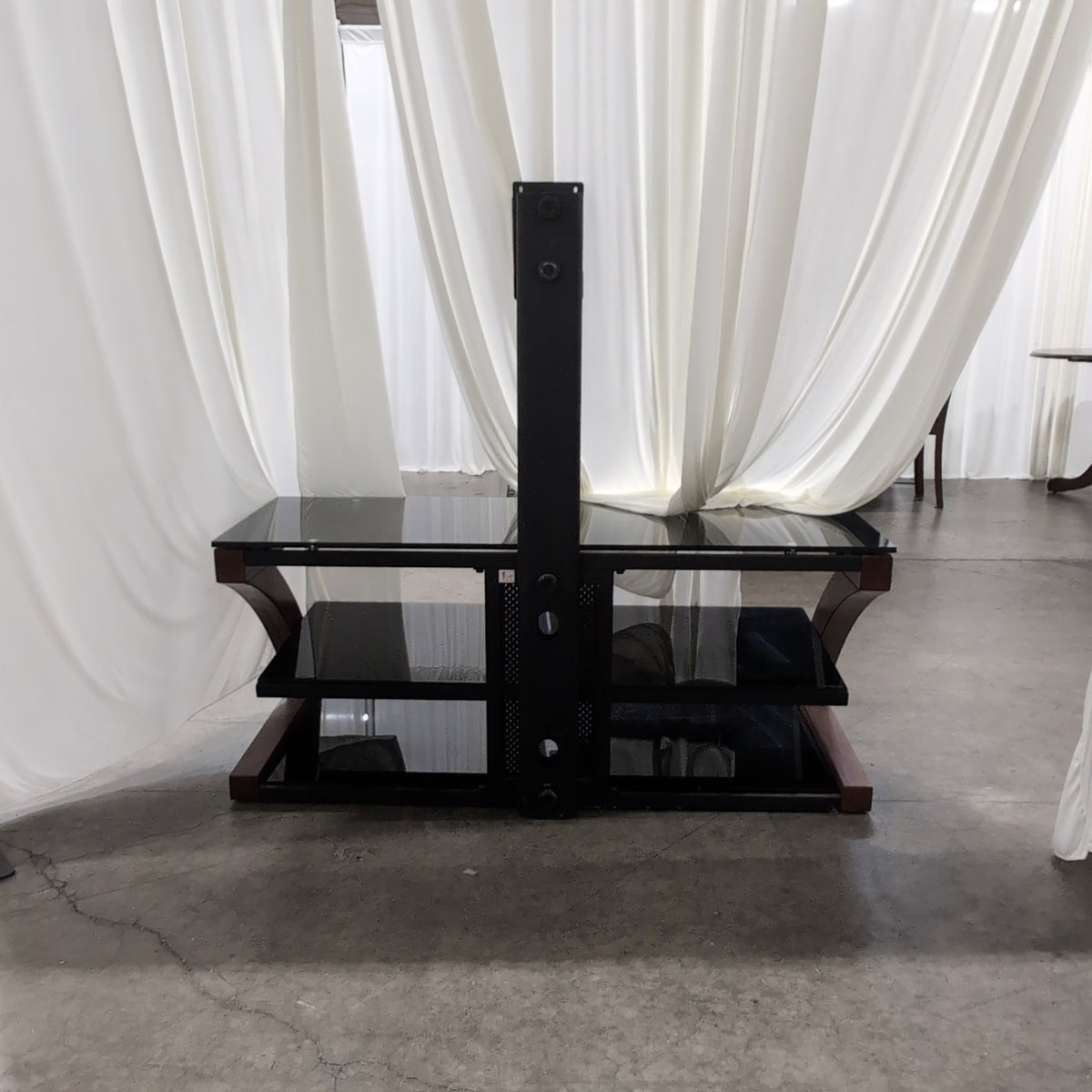 Black Glass and Wood TV Stand with Mount