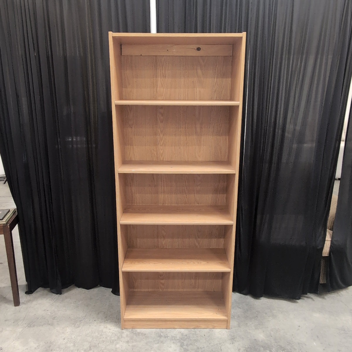 Natural Wood Five-Shelf Bookcase