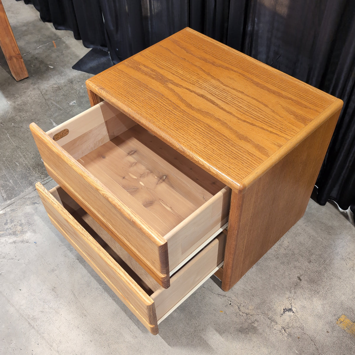 Natural Wood Two-Drawer Nightstand
