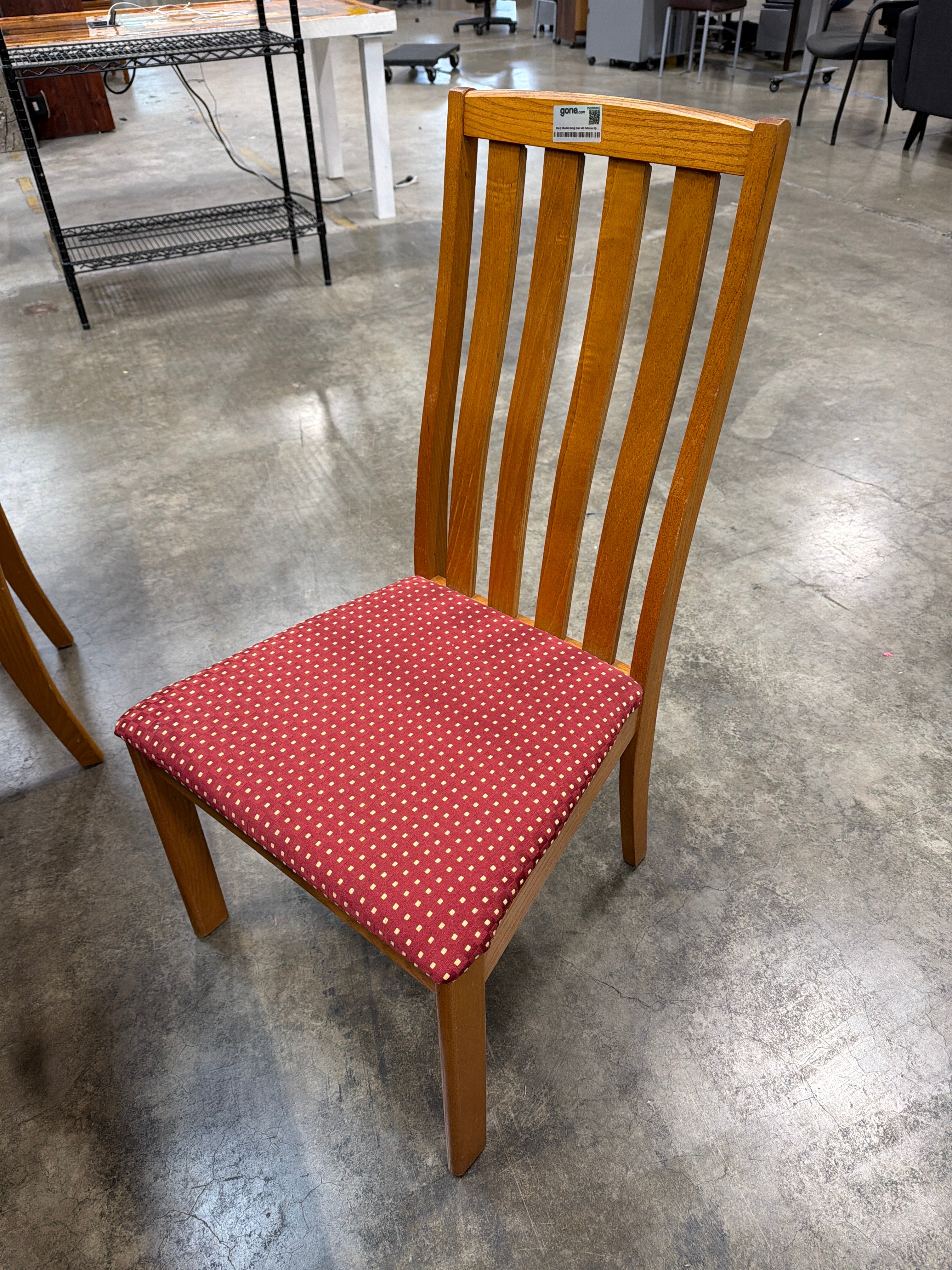 Sturdy Wooden Extendable Dining Set with Four Red Fabric Wooden Chairs