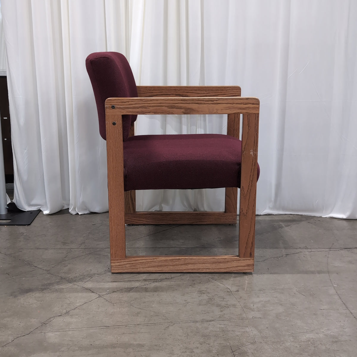 Light Wood Frame Upholstered Chair in Burgundy Fabric