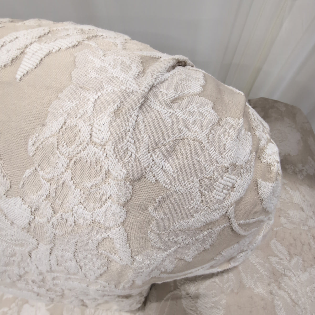 Beige Floral Pattern Rolled Arm Couch