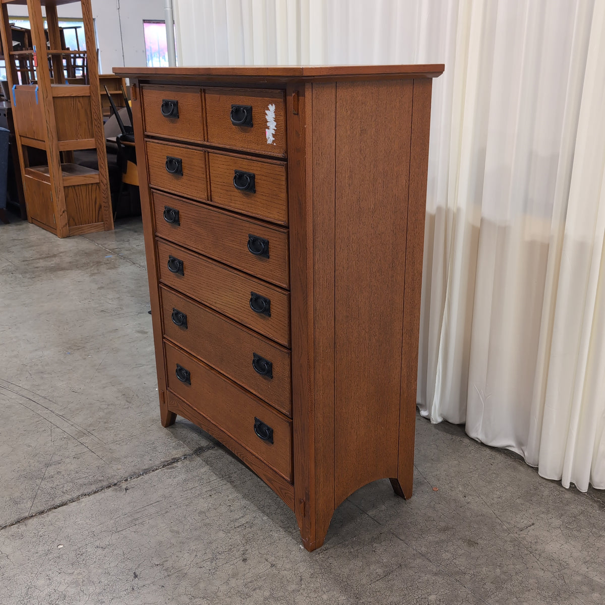 Five-Drawer Wood Dresser with Black Pulls