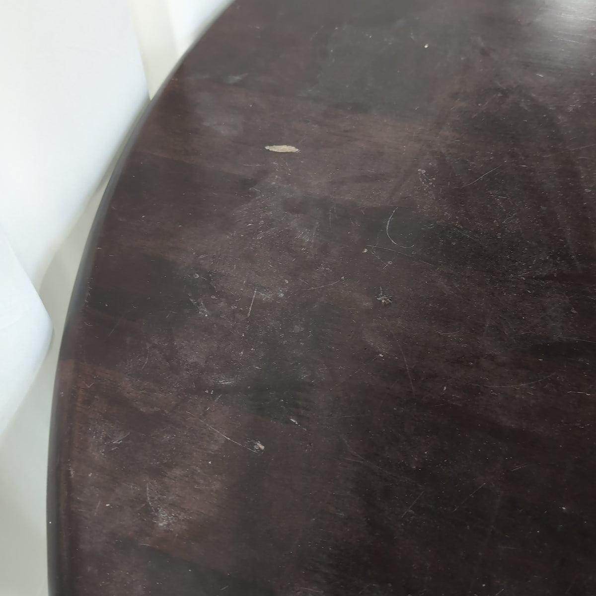 Dark Wood Round Dining Table with Drop Leaf