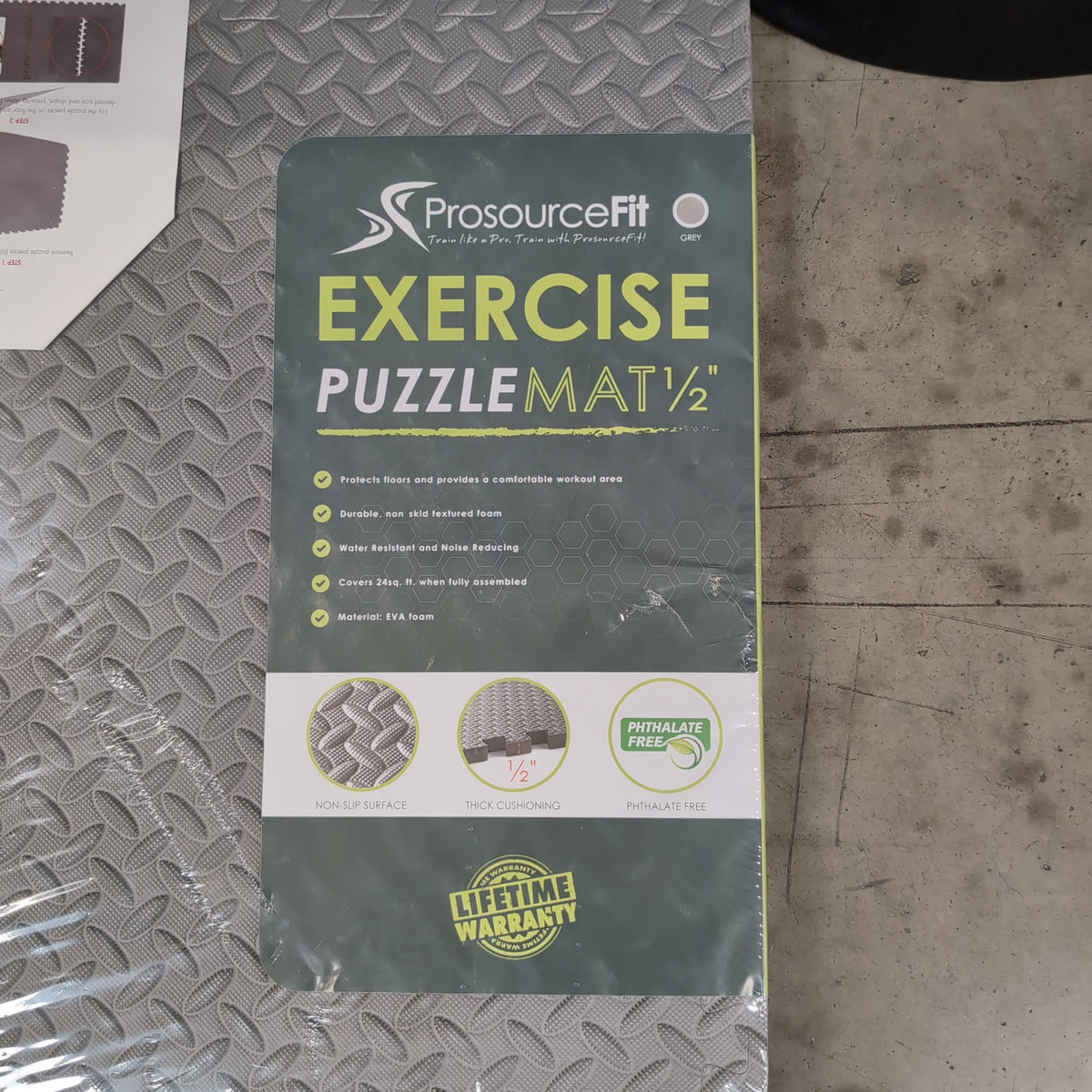 ProsourceFit Grey Interlocking Exercise Puzzle Mat in EVA Foam