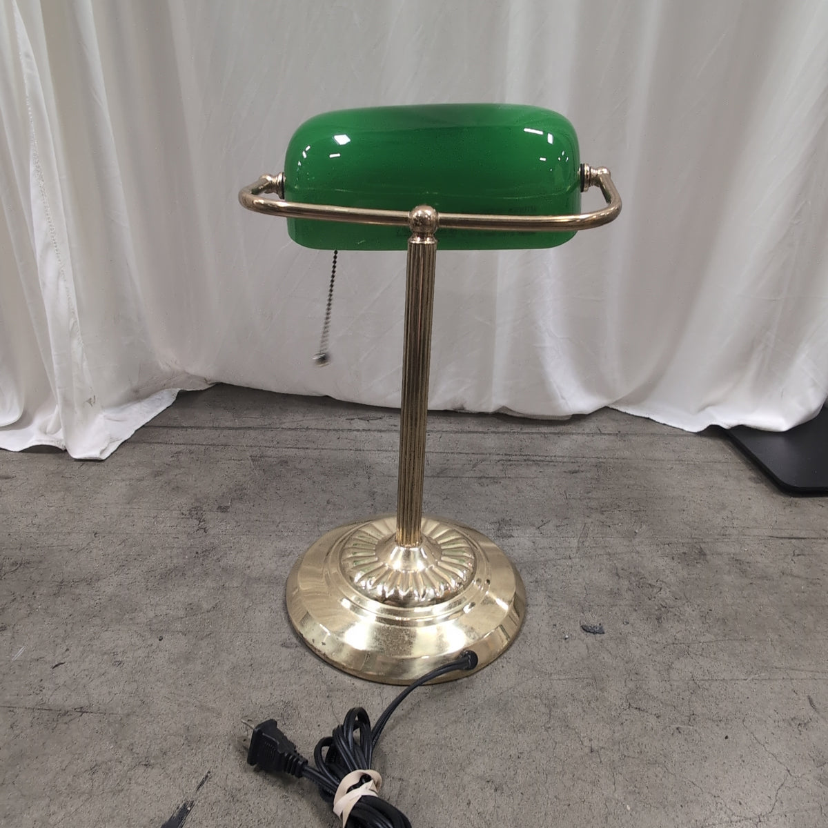 Green Glass Shade Brass Banker's Desk Lamp
