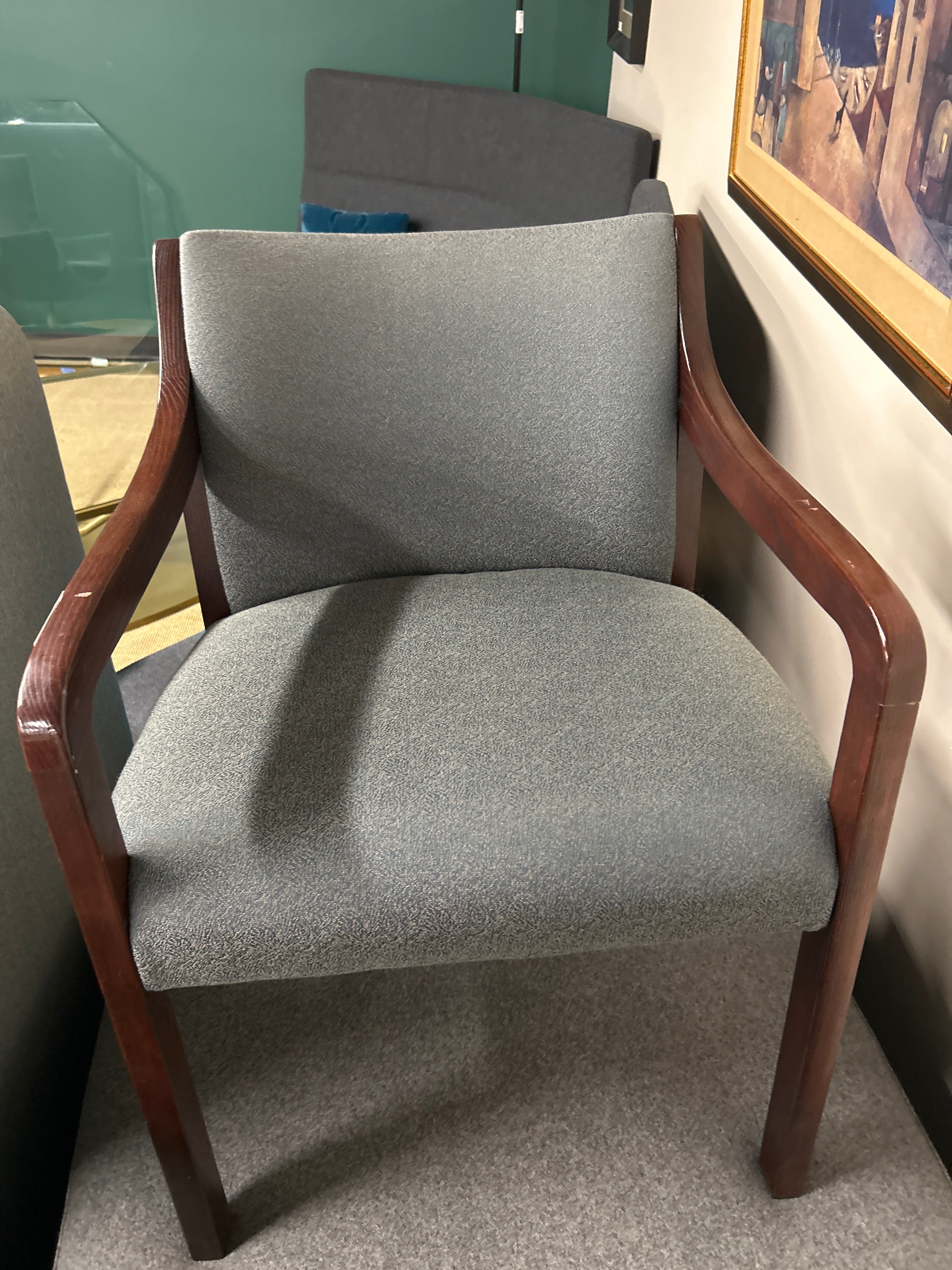 Wooden Fabric Side Chair - sage/grey color