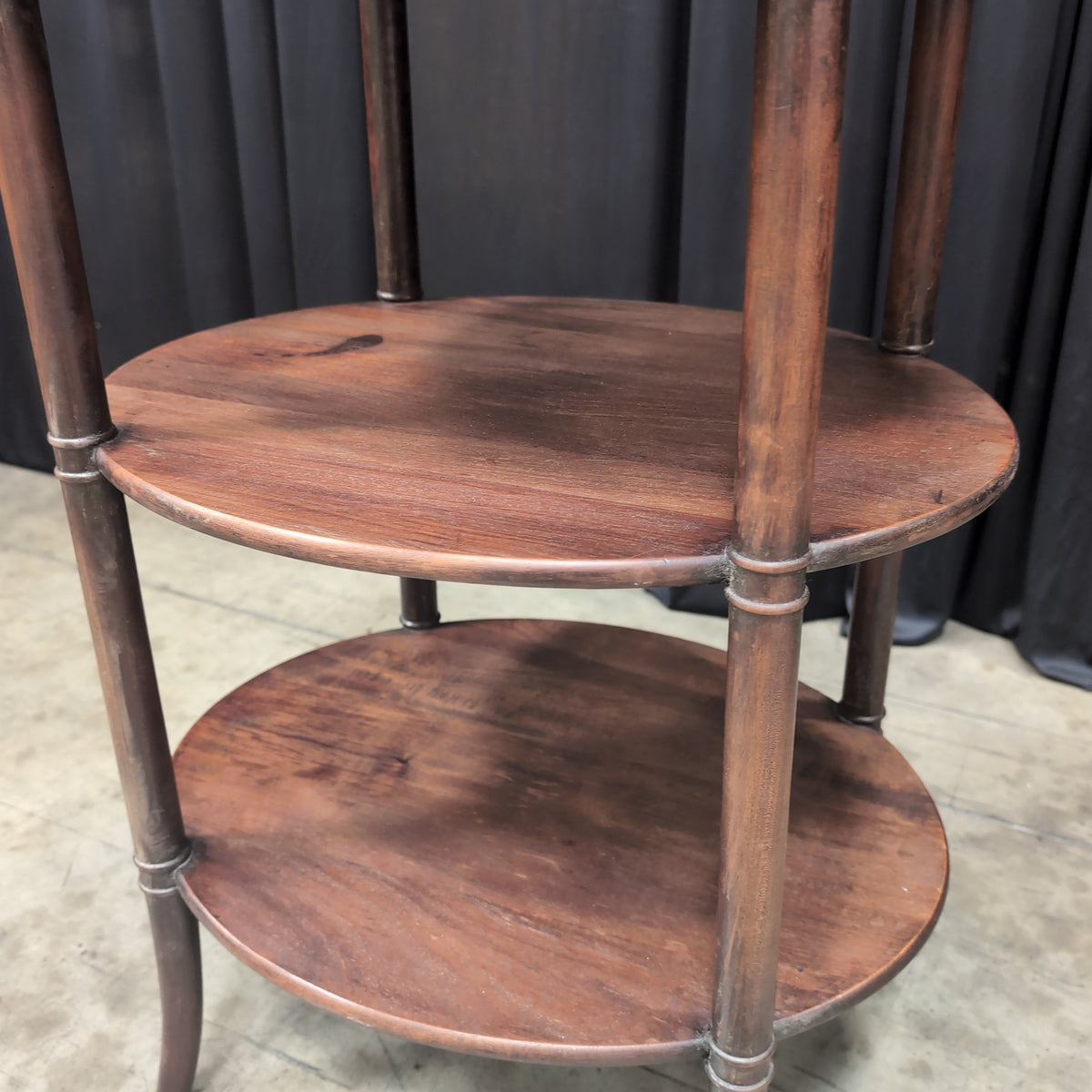 Dark Brown Three-Tiered Wood End Table