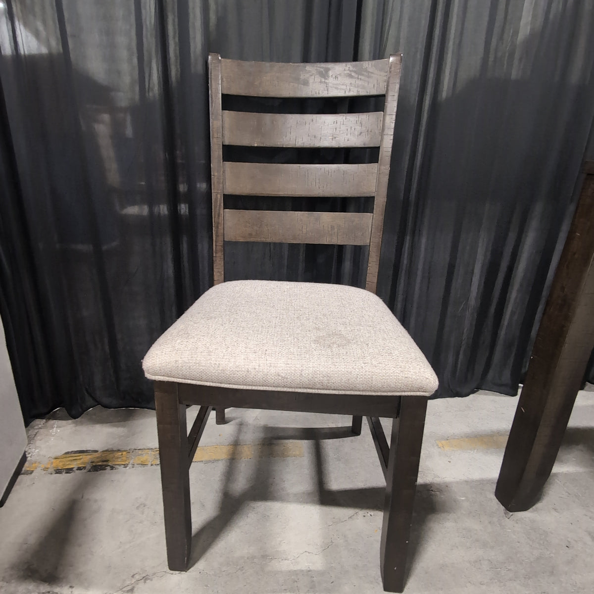 Dark Brown Hardwood Dining Table with Upholstered Seats