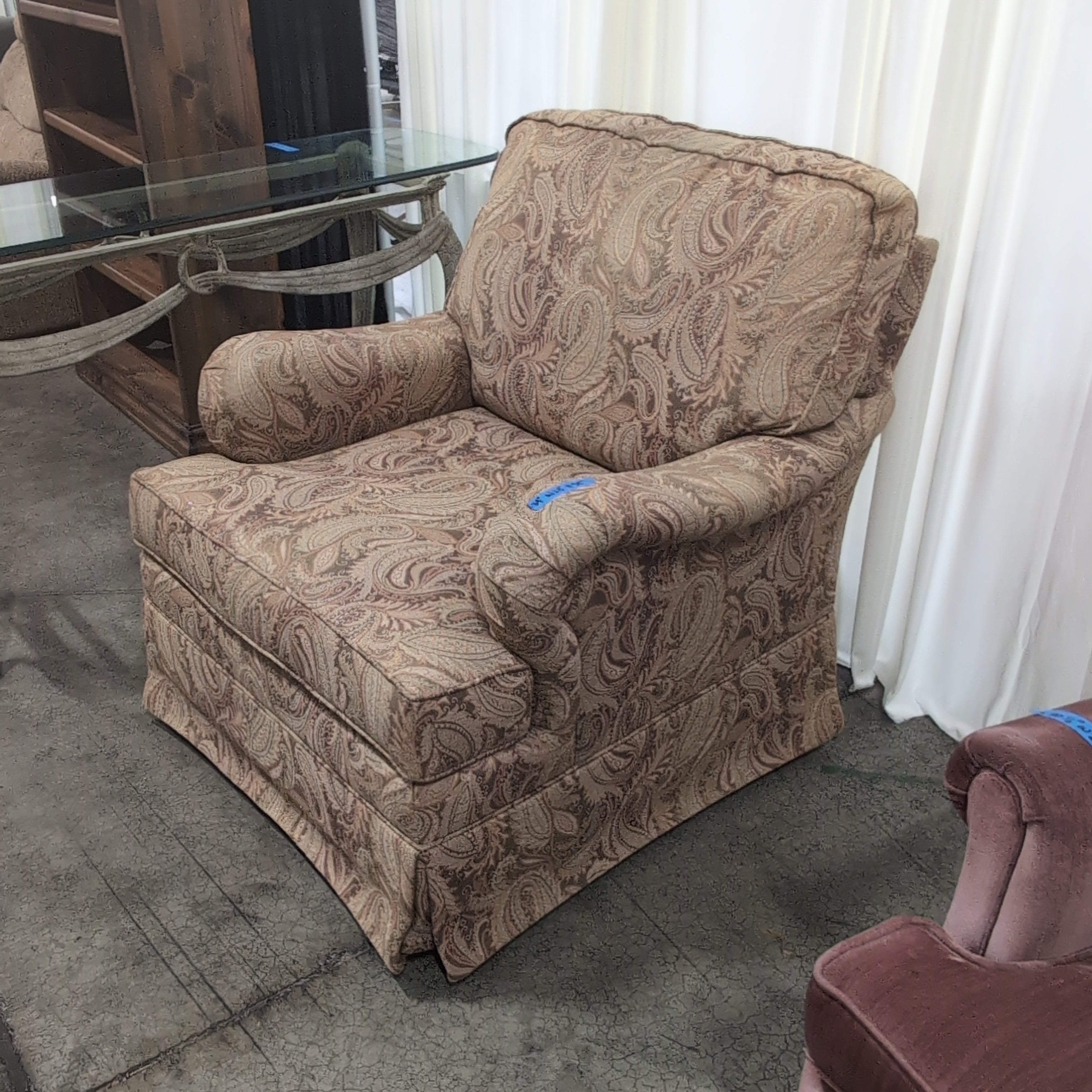 Riverside Traditional Beige Armchair in Paisley Fabric