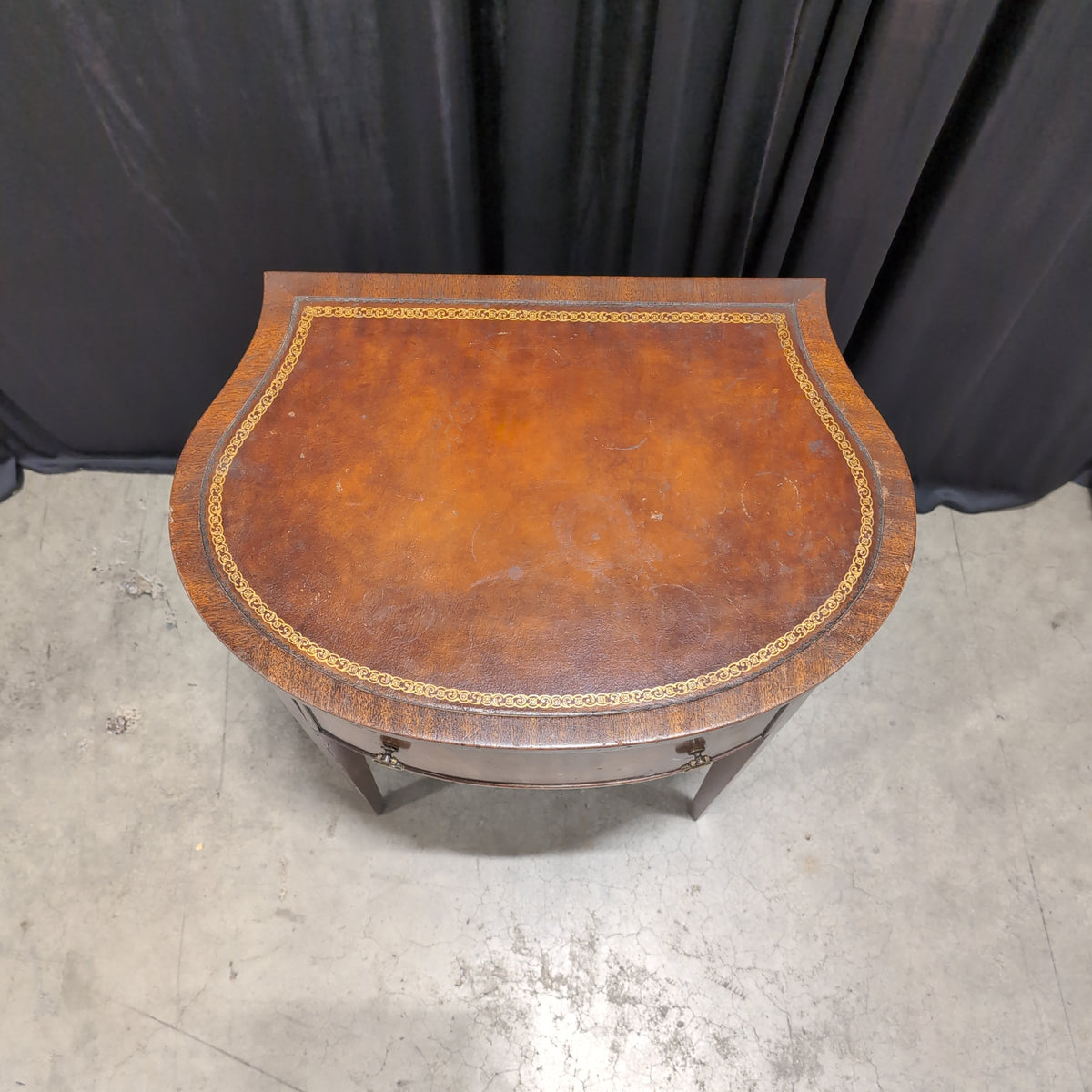 Cherry Finish Half-Round Nightstand with Single Drawer