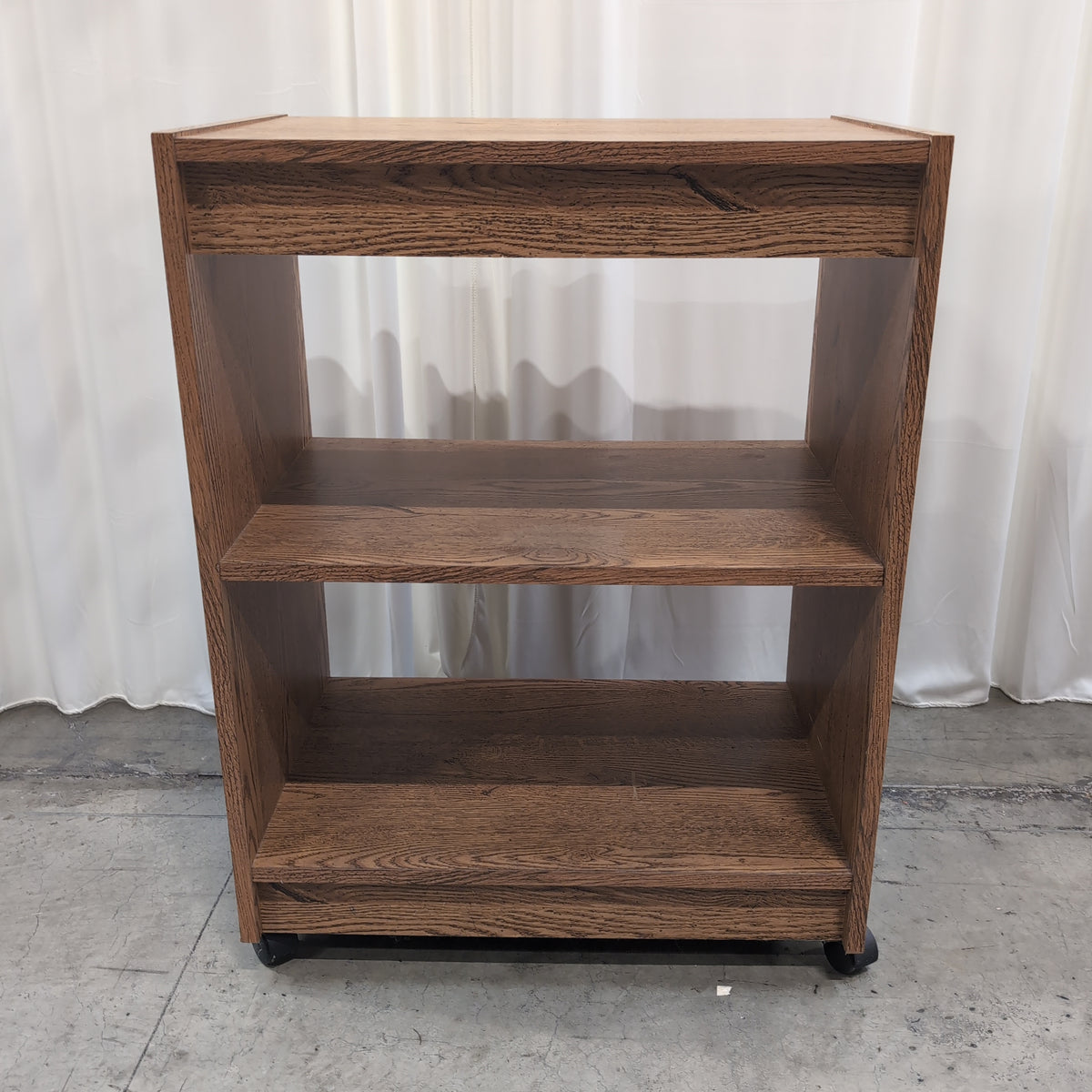 Oak-Look Rolling Shelf Unit with Top Drawer