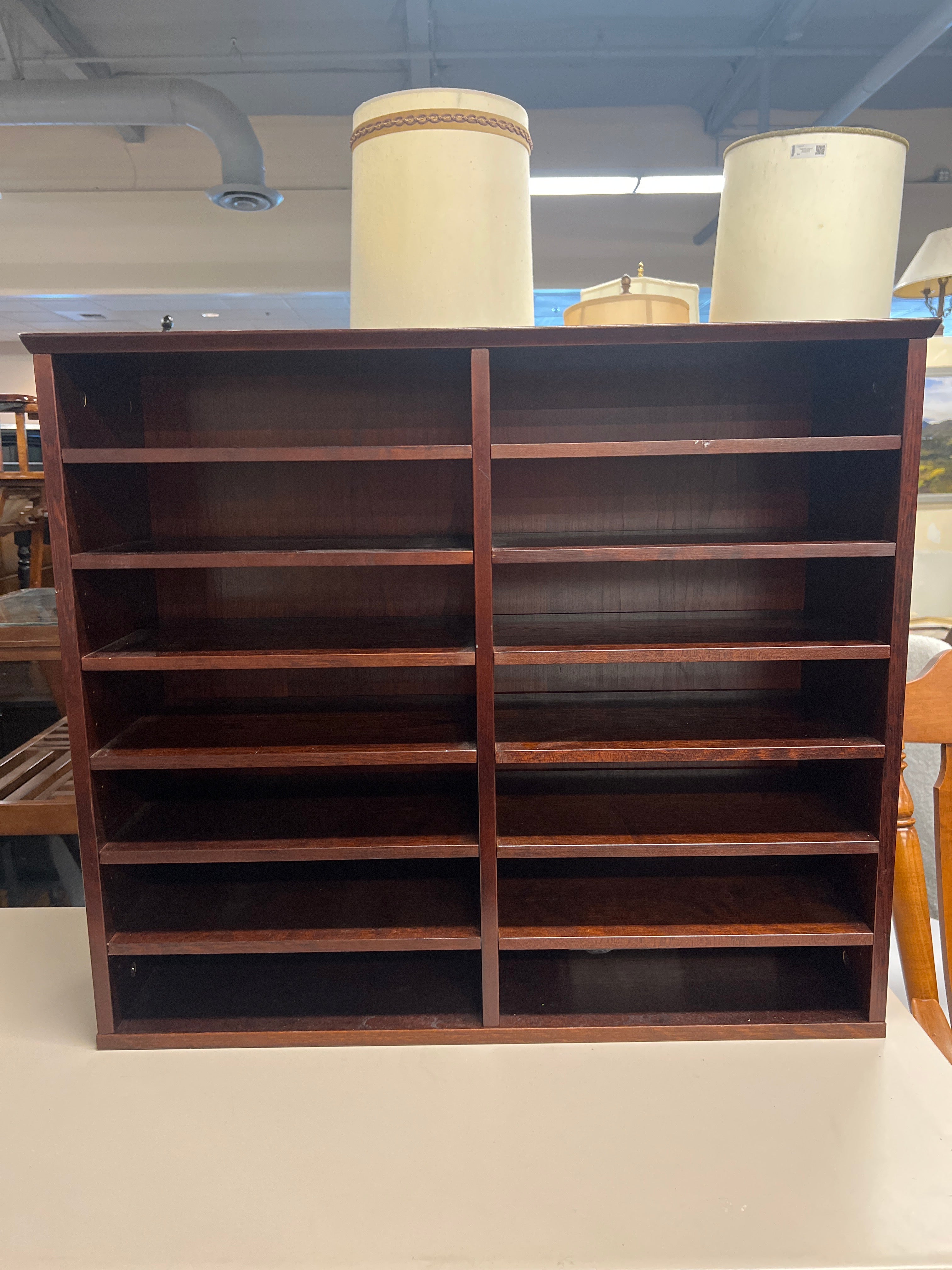 14 Shelf Cherry Wood Bookcase