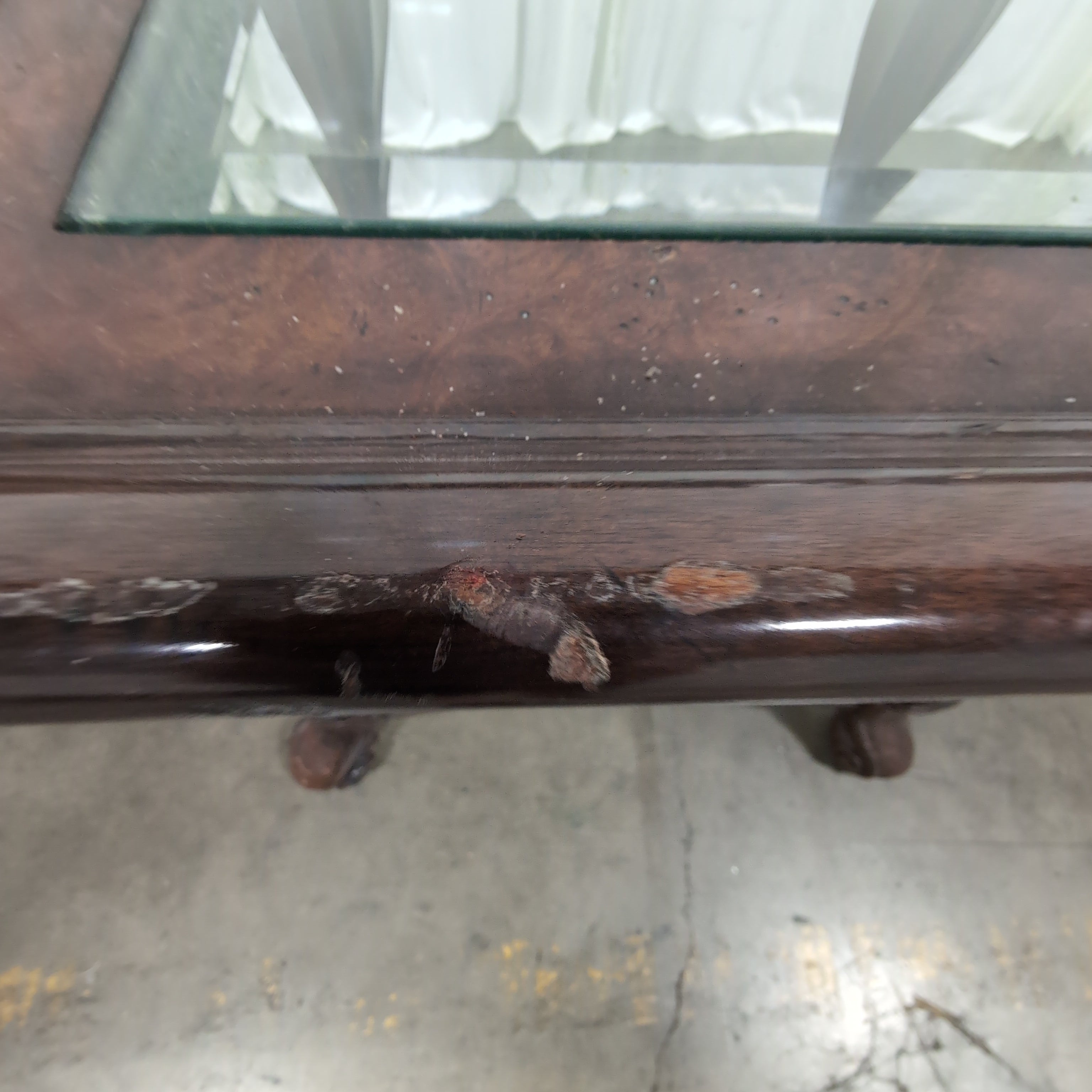 Dark Wood Square Coffee Table with Glass Top