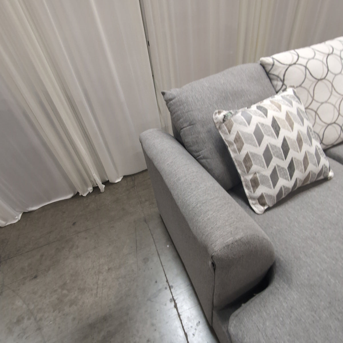 Grey Fabric L-Shaped Sectional Couch