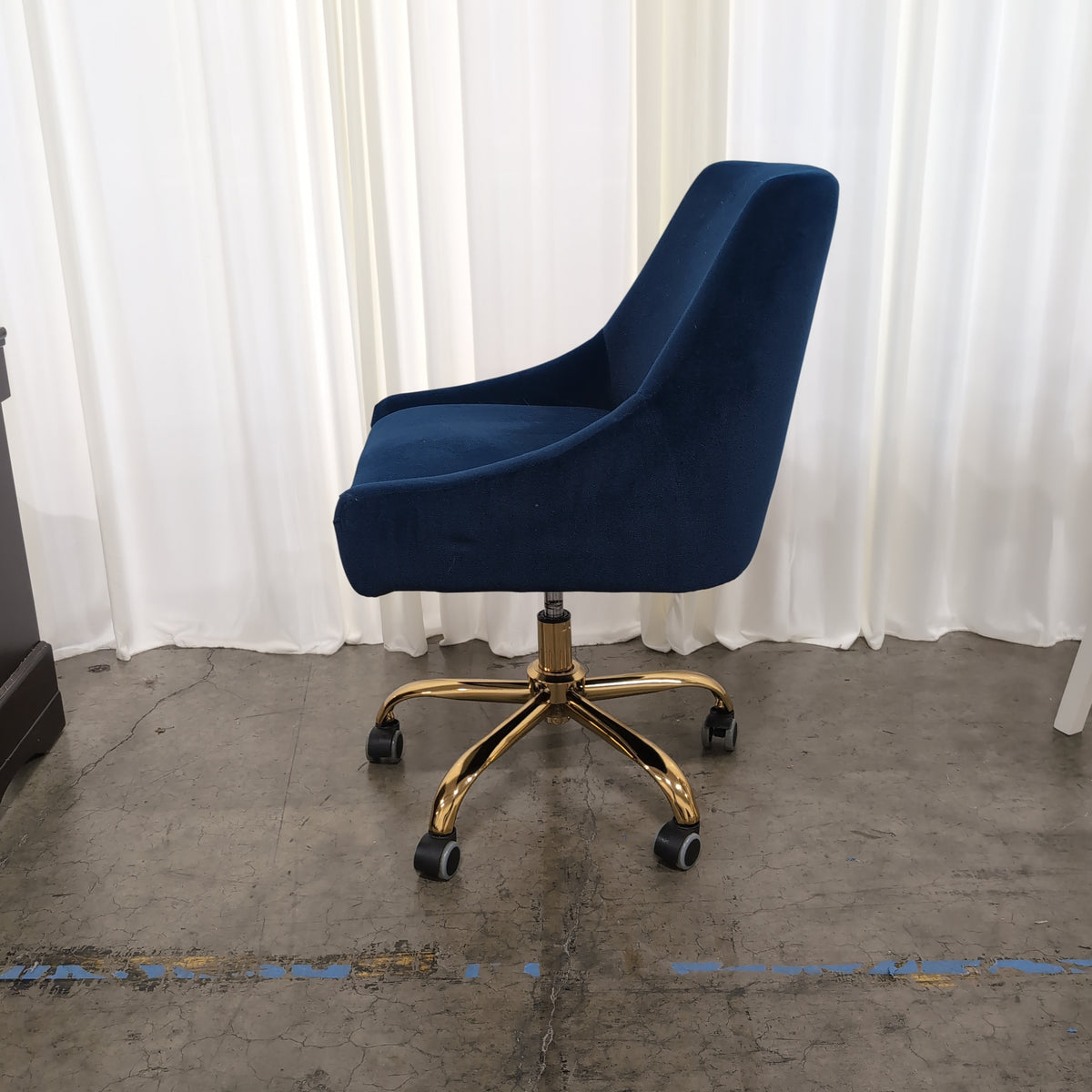 Deep Blue Velvet Swivel Office Chair