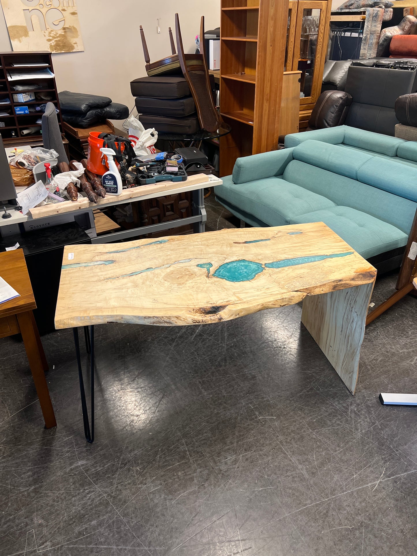 Live Edge Resin River Desk